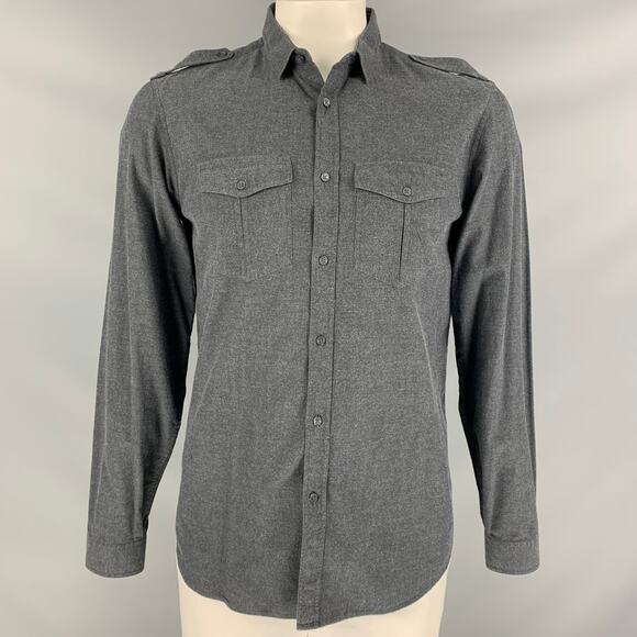 BURBERRY PRORSUM Fall 2010 L Gray Cotton Button Up Long Sleeve Shirt - Picture 1 of 6